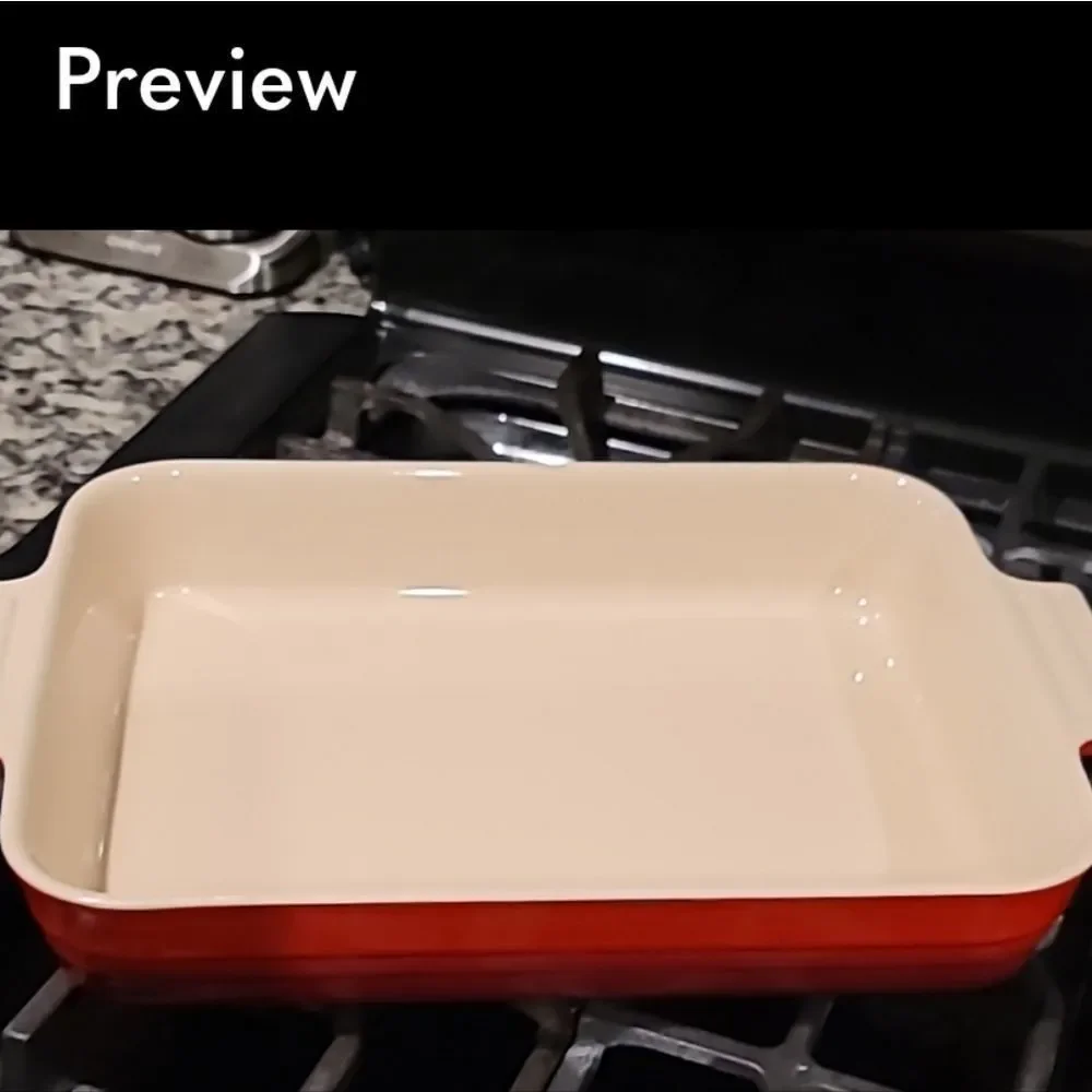 Le Creuset 32cm Rectangle Stoneware Dish- Cherry